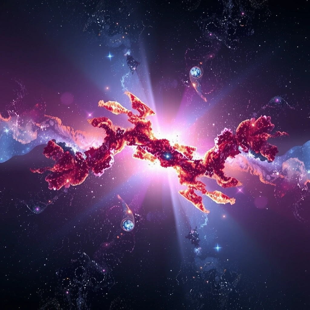 Space-themed background with galaxies and nebulas