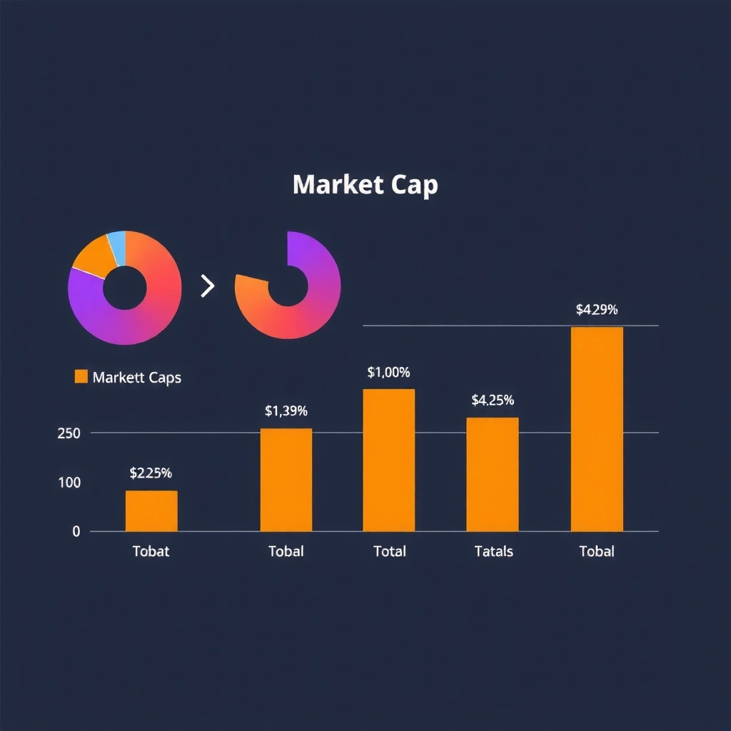 Market capitalization abstract visualization with circular and bar elements